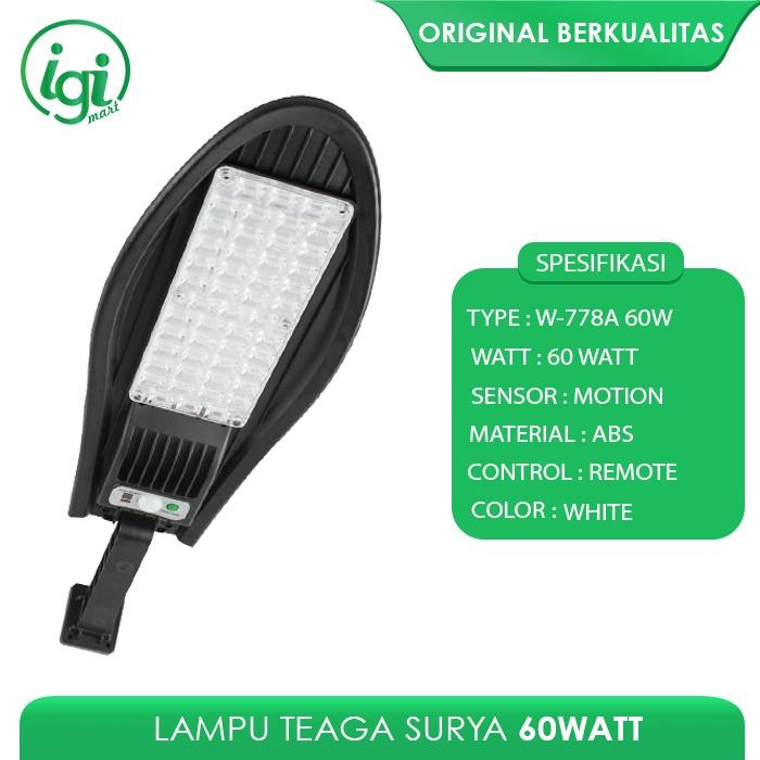 LAMPU JALAN TENAGA SURYA LED 60 WATT PJU STREET LIGHT SOLAR OUTDOOR