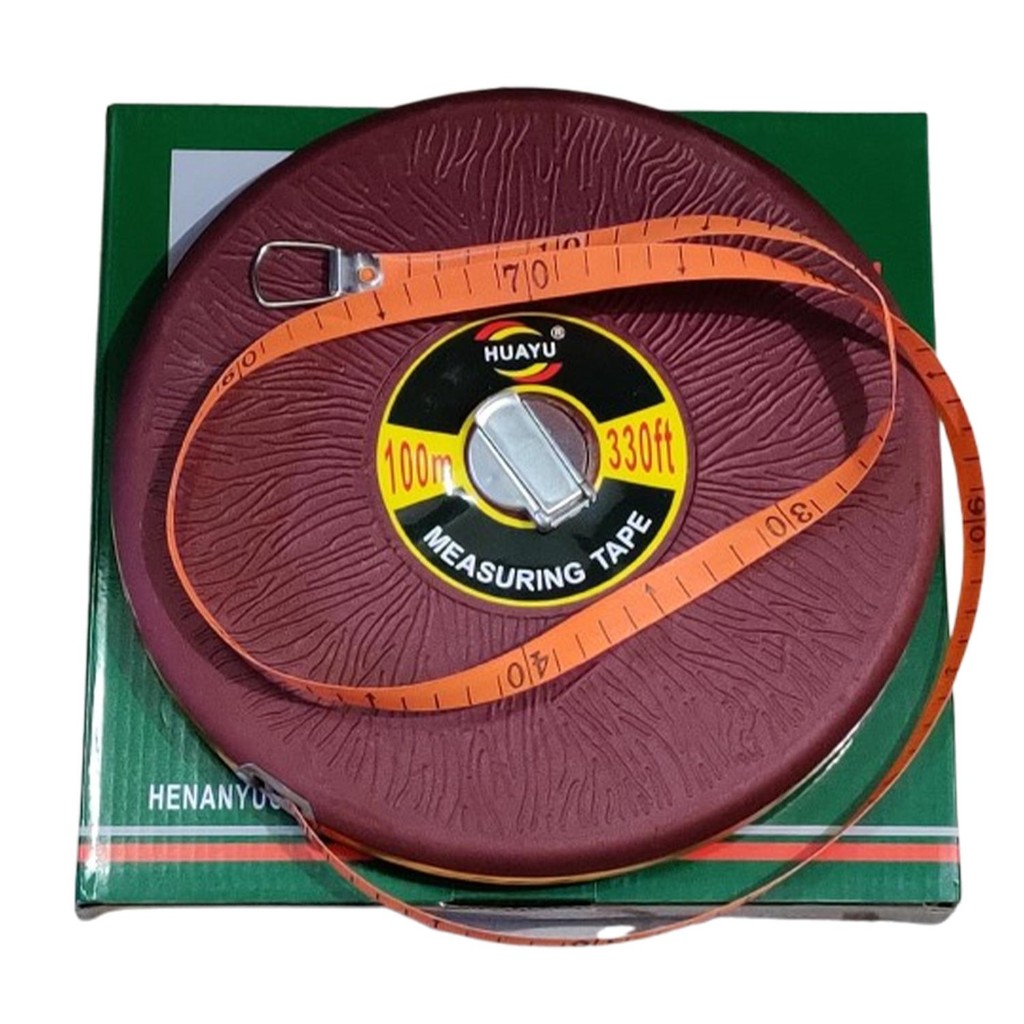 Meteran Rol Bulat Kulit Kain 100 Meter Measuring Tape Roll Tanah 100M Meteran Bulat 100 Meter - Mete