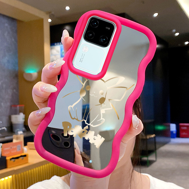 Casing Untuk VIVO V30 5G V30 Pro 5G Case Casing Pola Kucing dan peri Kesing HP Cesing Macaron Mirror