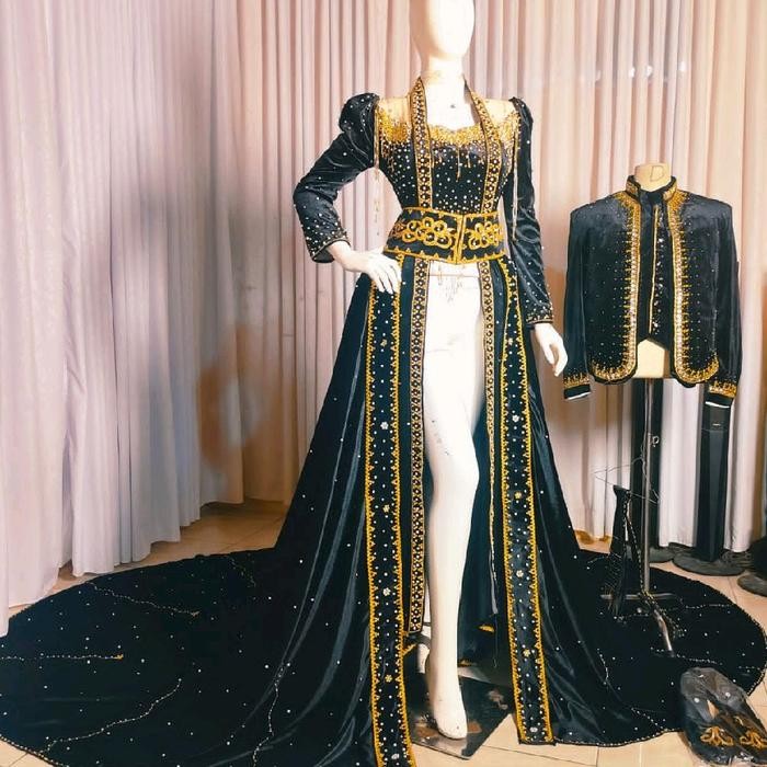 ASLI sepasang kebaya bludru 2in1 mewahhhhh Hitam Wanita READY STOCK