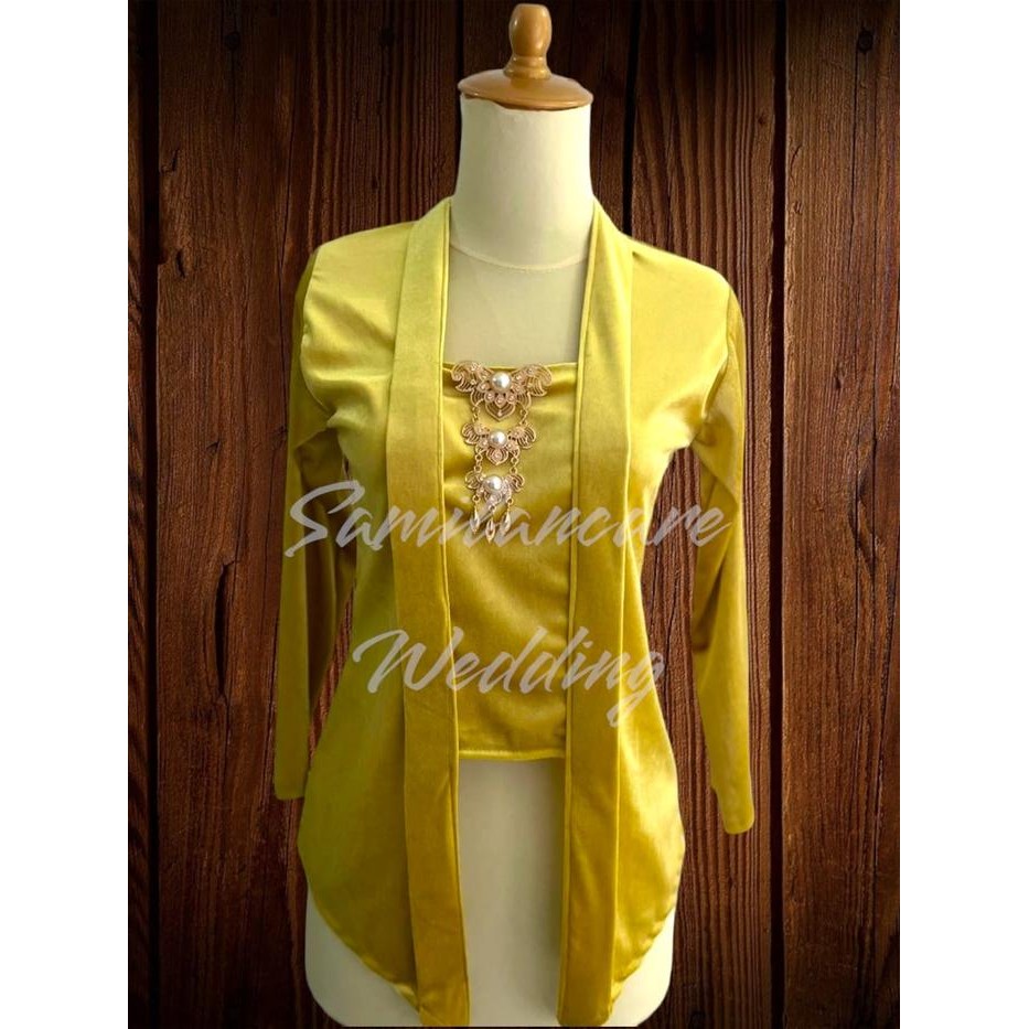 ASLI KEBAYA KUTU BARU BLUDRU POLOS ( WARNA LEMON ) READY STOCK