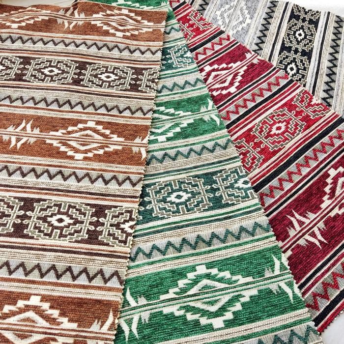 New Kain Chenille Sofa / Kursi / Jok Tebal Motif Salur Klasik - Ethnic