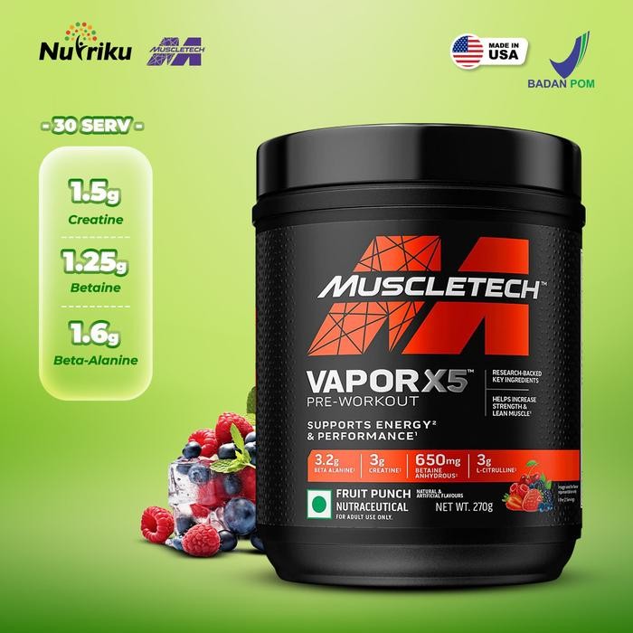 ORIGINAL  Muscletech Vapor X5 Pre Workout 30 Serv BPOM