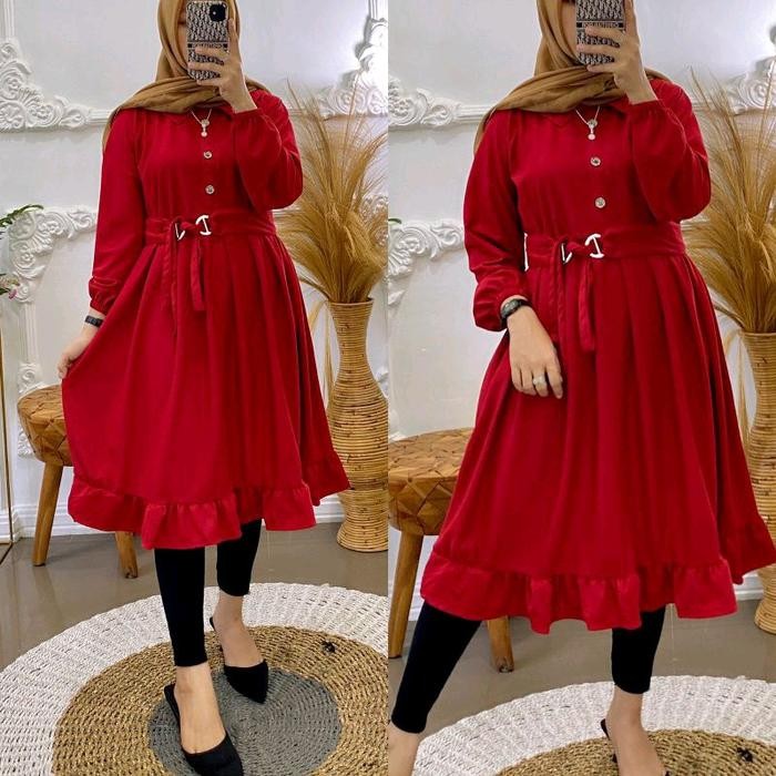 KirimCpT- Tunik Wanita / Voxy Premium / Tunik Wanita Terbaru / Tunik Polos / Free Belt