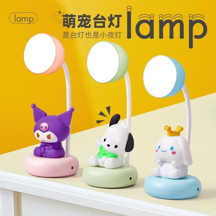 Rechargeable Sanrio Mini Lamp Lampu Meja Baca Belajar Tidur Kuromi Led Sanrio Cartoon Desk Lamp