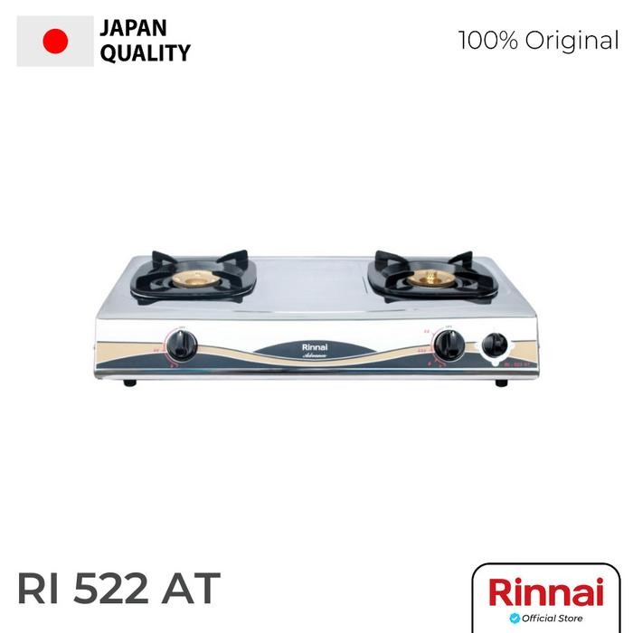 ASLI Rinnai Kompor Gas 2 Tungku RI 522 AT / Kompor Rinnai 2 Tungku RI-522AT / Kompor Gas Rinnai