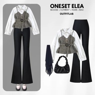 Outfit Set Elea Korea Blouse Cutbray Hijab 20% Off