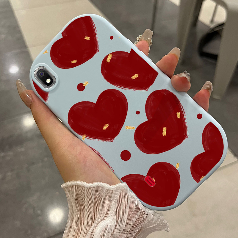 Casing Hp Untuk Samsung Galaxy A10 A10s M01s Case Casing Cinta Merah HP Kasing bulat gemuk Cesing Si