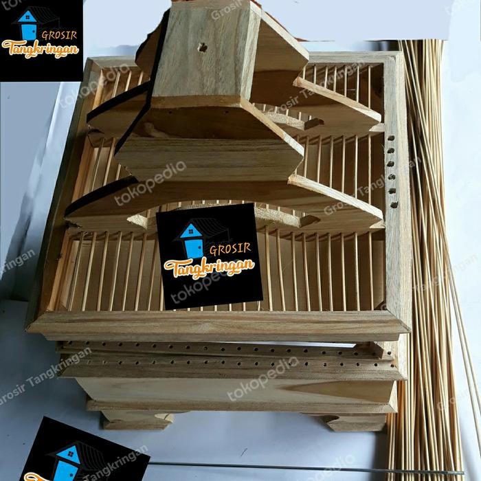 ASLI Sangkar Burung Kayu Jati Replika PCMI untuk burung kecil. READY STOCK