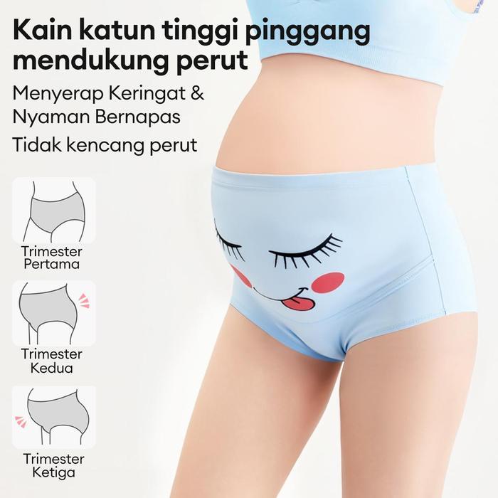 2/3/4/6Pcs Cd Ibu Bumil Celana Dalam Hamil Kain Lembut Banyak Size Bahan Katun Pinggang Tinggi Adem