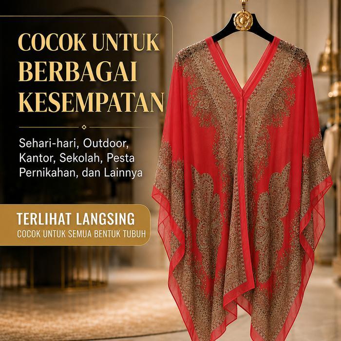 Outer Wanita Syal Sutra Serbaguna Pantai Bunga Jambu Mete Selendang Mutiara Jaket Motif Kemeja Sifon