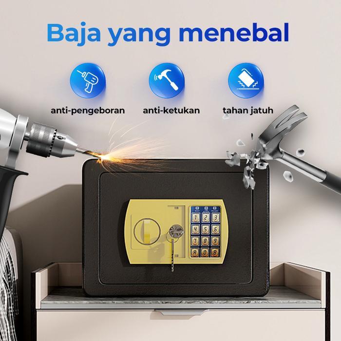 Terlaris Brankas Mini Dual Lock (Kode + Kunci) & Tahan Api - Penyimpanan Besi Kuat Untuk