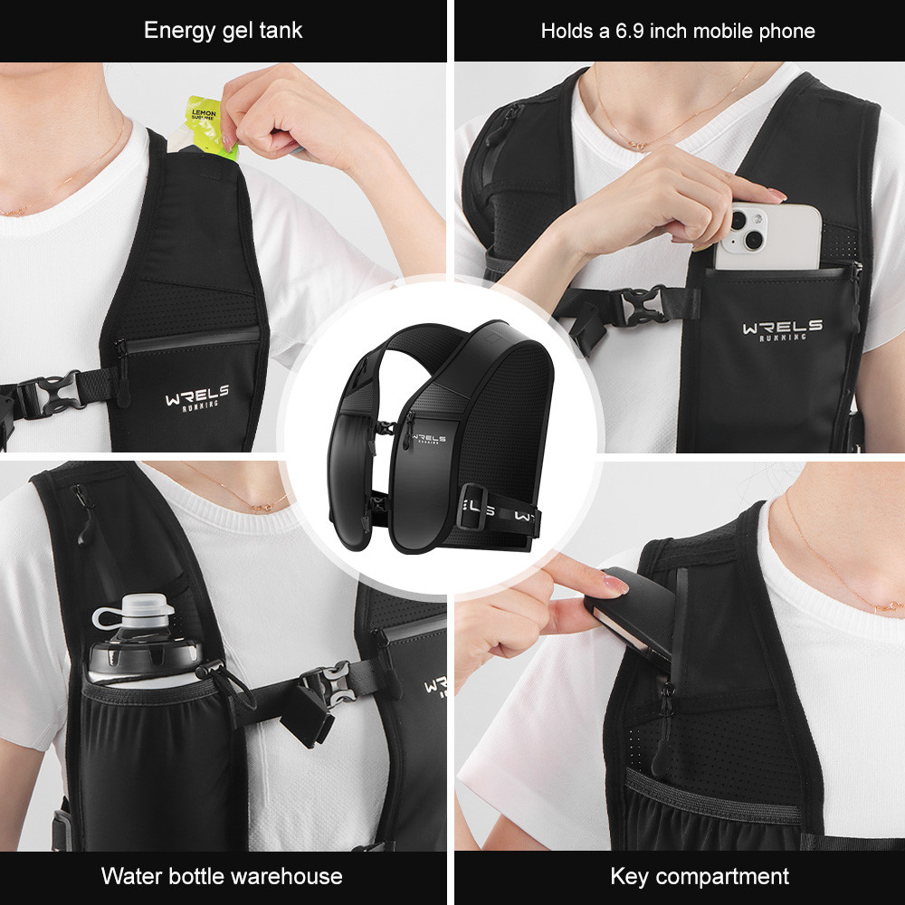 WRELS Running Hydration Vest Backpack Marathoner Running Race Hydration Lightweight Running Vest