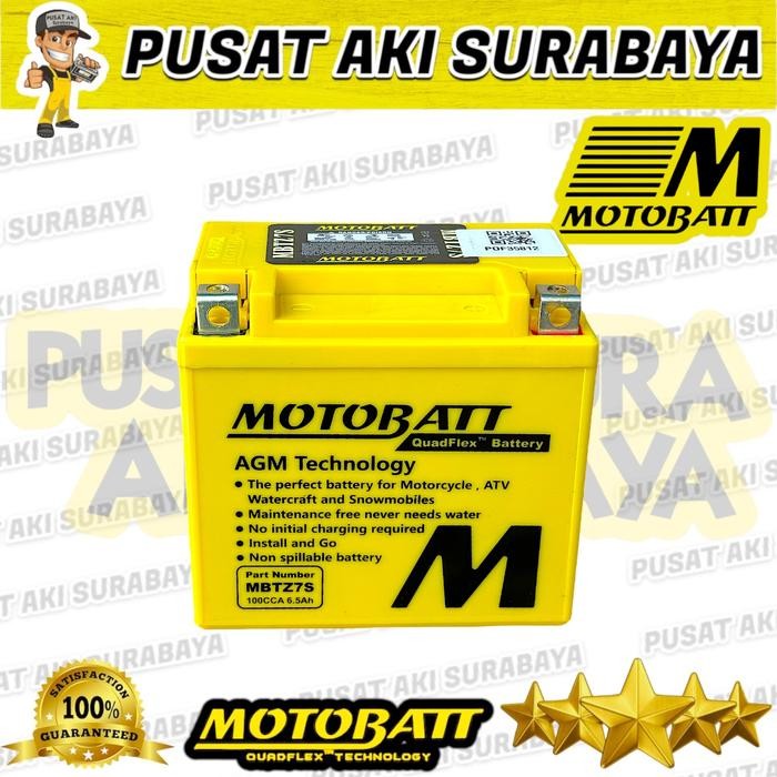 Agm Technology Motobatt Mbtz7S Accu Gel Motor Fino Grande Beat Deluxe