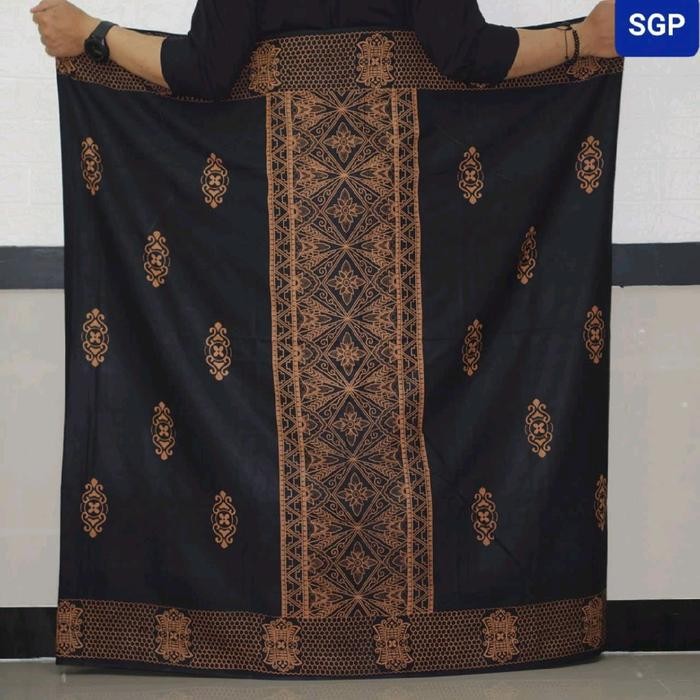 TERMURAH Sarung BHS Cosmo Gold Hitam Polos Lembut Muslim Motif Nyaman Summer Kain Sutra Songket