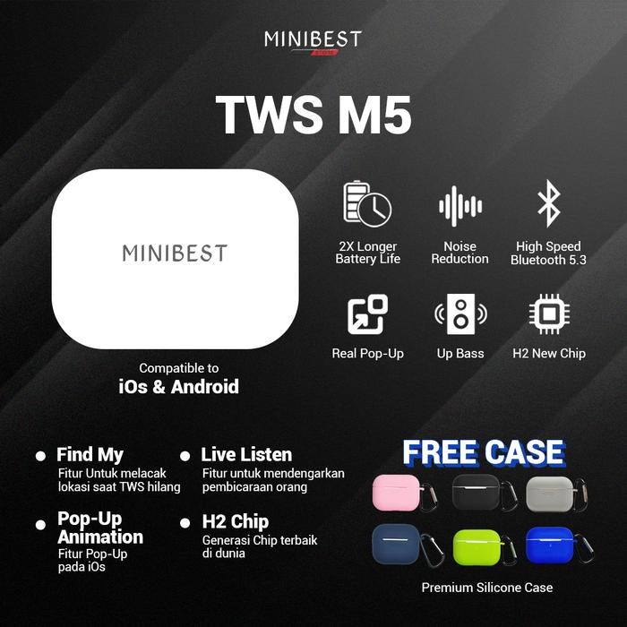 Minibest M5 Pro 2 True Wireless Stereo TWS Earphone Wireless Charging + Case