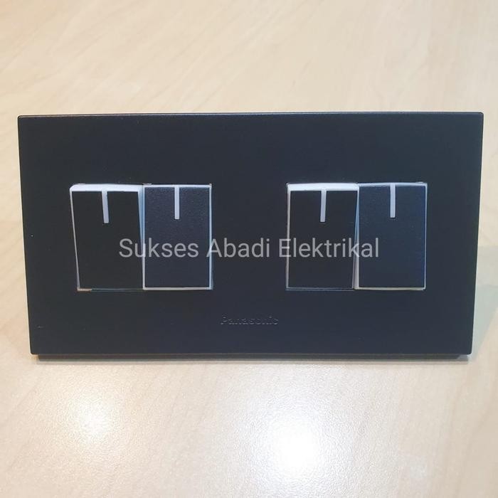 Promo Saklar Double Seri Panasonic Tanam Black 2 Gang 4 Tombol E Style Berkualitas