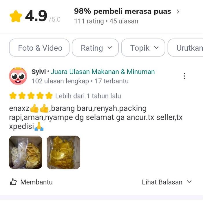 

KERIPIK SUKUN 1KG MAKANAN CAMILAN ASIN KRIPIK FOOD SNACK BAS RENG CEMILAN