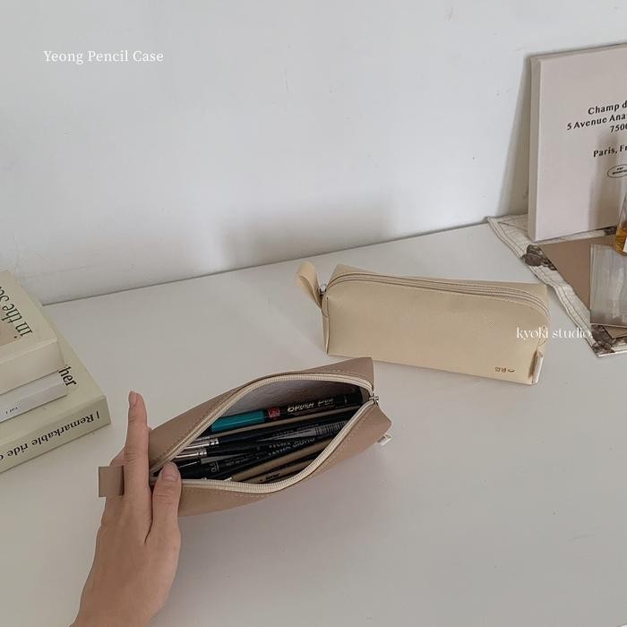 

Yeong Pencil Case - INS Korean Pencil Case Kotak Pensil Faux Vegan Leather Custom Nama Free Name