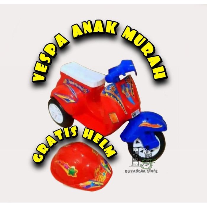 Mainan Anak Motor Pespa Free Helm Terbatas