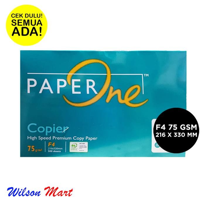 

KERTAS HVS F4 PAPERONE COPIER 75 GSM 1 RIM 500 SHEETS 216 X 330 MM