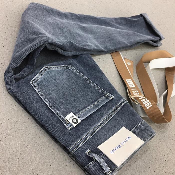 celana jeans pria cowok skinny jeans stretch standard original blue abu abu jeans korean style slim