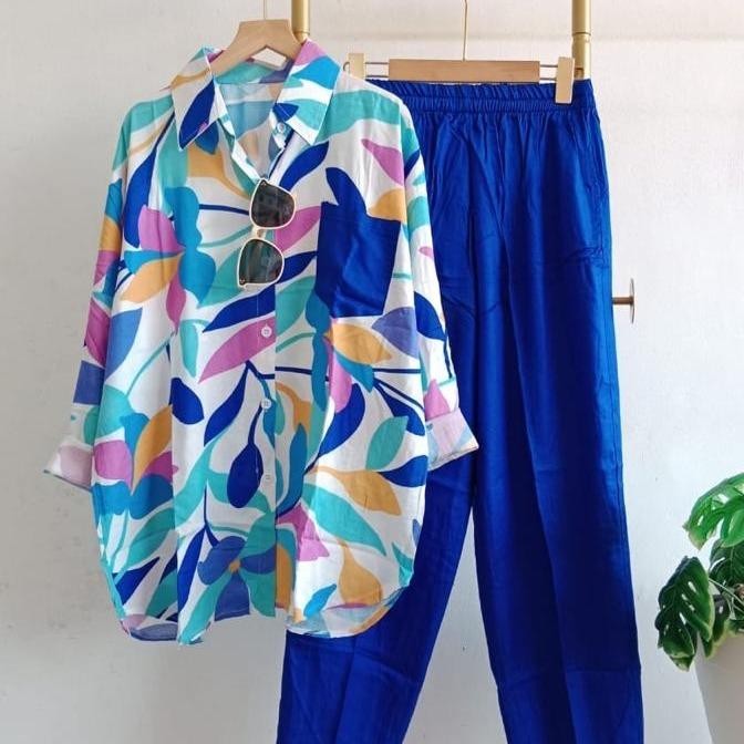 Pilihan- Setelan Kemeja Motif Premium/Oneset Jumbo Rayon Twill