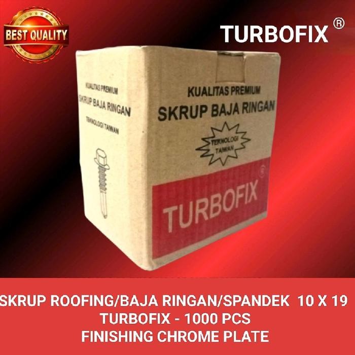 Cuci Gudang Sekrup/Skrup Baja Ringan/Roofing Turbofix 10X19 Isi 1000Pcs Setara Moon Lion