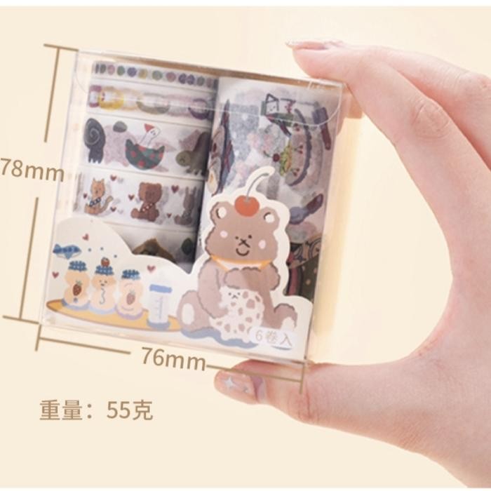 

CUTE CARTOON WIND PAPER WASHI 6 PCS KODE 1094