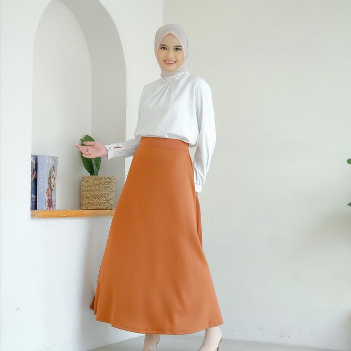 Ready Ahlami.Id Rok Flare Rok Scuba Premium Hitam Putih Rok Payung