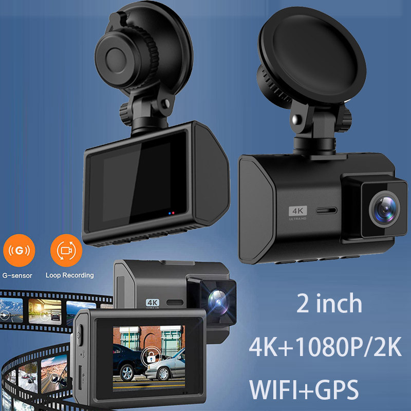 4k car dvr dash cam 2 inch dash camera dual lens front and rear car