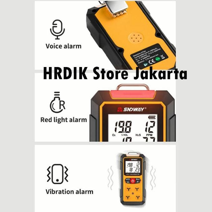 Gas Detector Sndway Sw-7500A Co H2S O2 Ex 4In1 Combustible Lel Sensor Sw7500A Detektor Monitor
