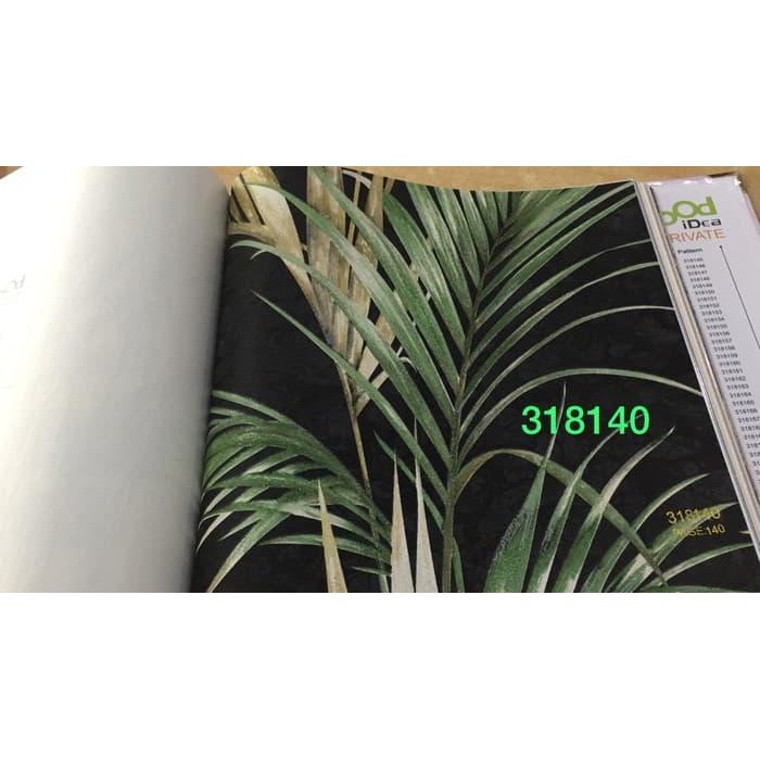 Wallpaper Dinding Motif Daun Rumbai 3D