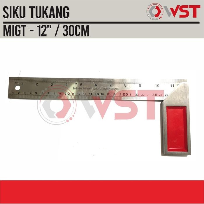 

OJ Siku Tukang Tebal might 30cm 12inch / Penggaris Siku Ukir 12
