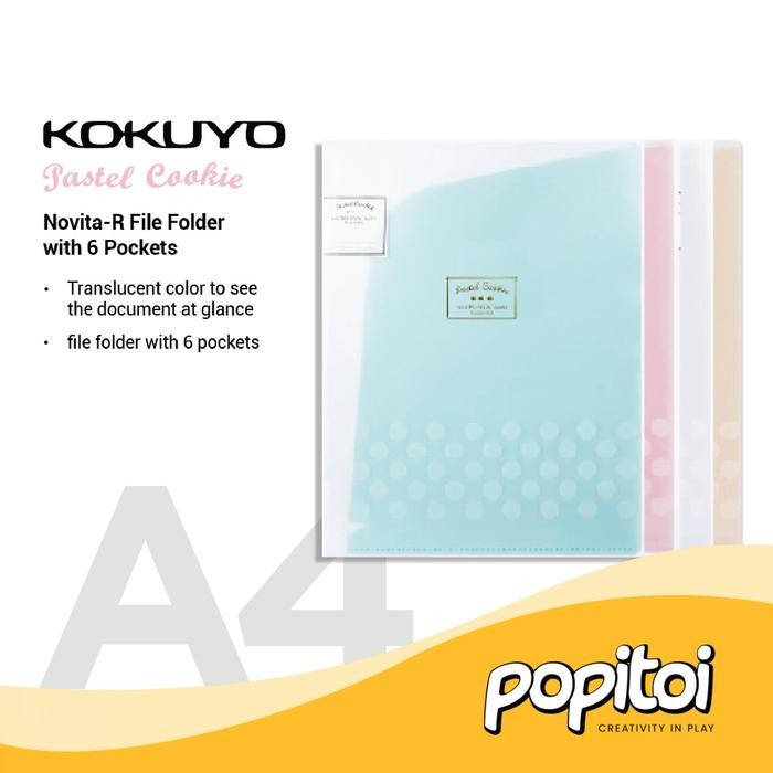 

OJ Kokuyo Pastel Cookie Novita-R File Folder w 6 Pockets A4 Map Bening