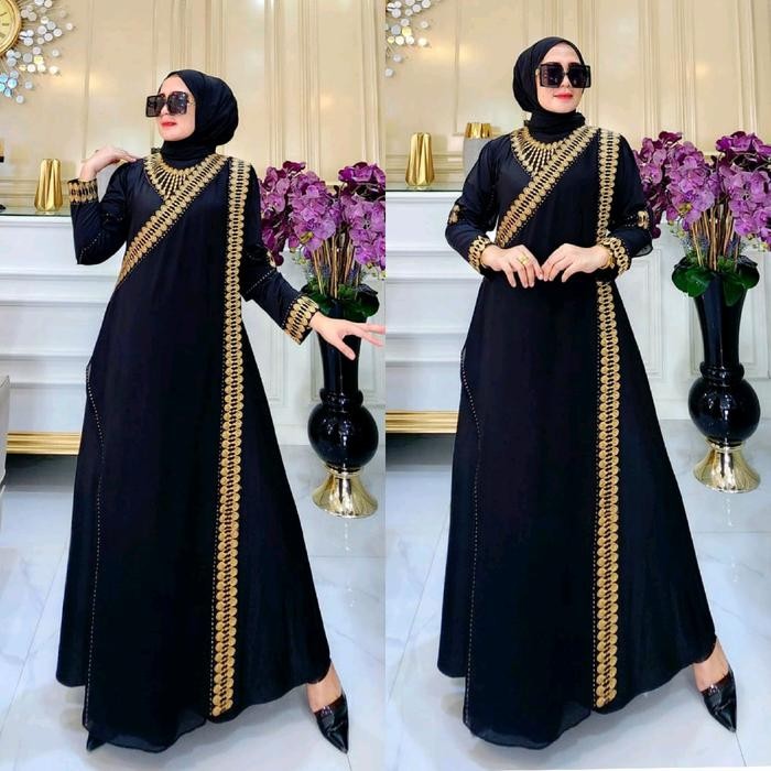 Pilihan- Gamis Abaya Turkey Model Sari India Thania Berwarna Bordir Kombinasi