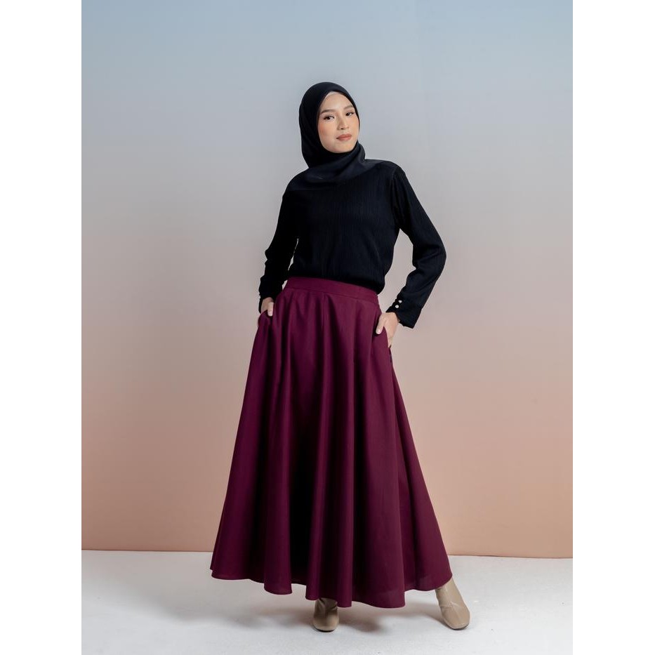 Pilihan- Elzatta Rok Katun Flare Rok Polos Elzatta