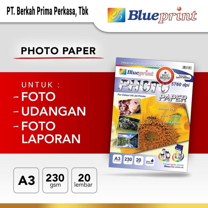 

Kertas Foto Glossy , Glossy Photo Paper BLUEPRINT A3 230 gsm