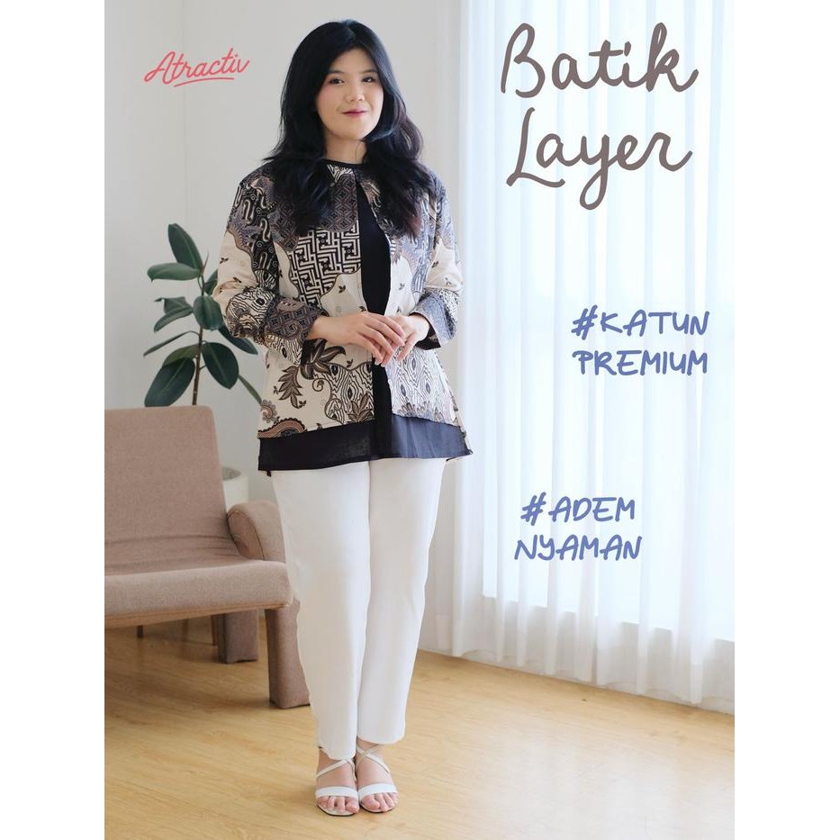Pilihan- Atractiv Blouse Batik Jumbo Ld120 Ld130 Ld135 Ld142 Atasan Batik Layer Big Size Wanita