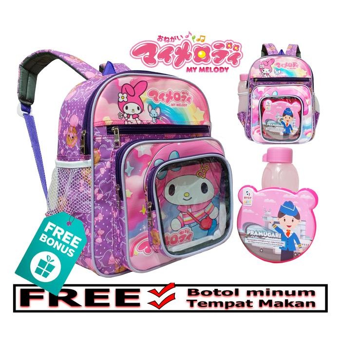 ORIGINAL Tas Ransel Anak Perempuan PAUD-TK Karakter MY MELODY SANRIO TERBARU // Tas Sekolah Anak