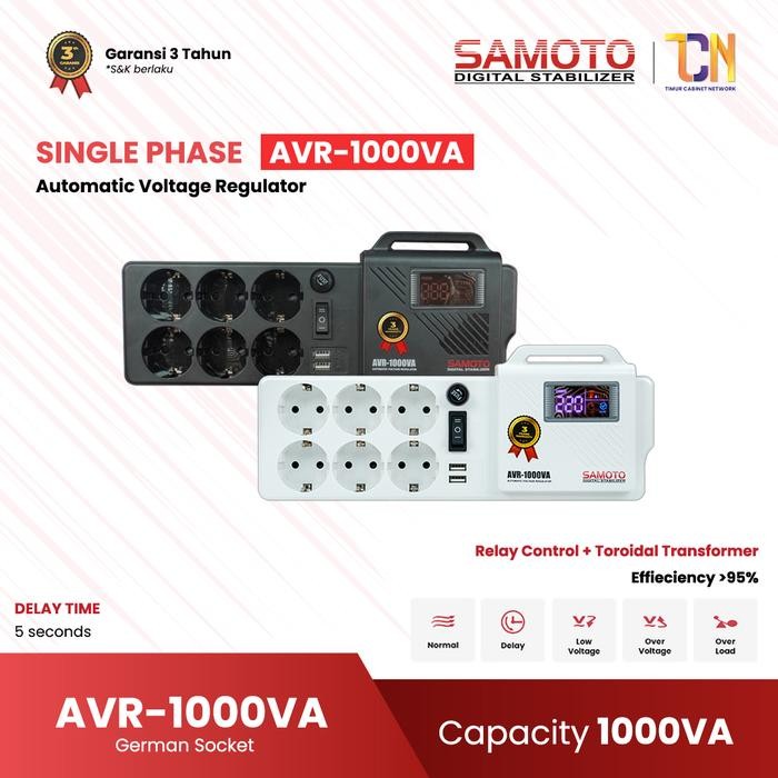 Pilihan- Samoto Stabilizer Relay 1000Va Germany Socket Colokan Stop Kontak Avr Stabiliser Relay