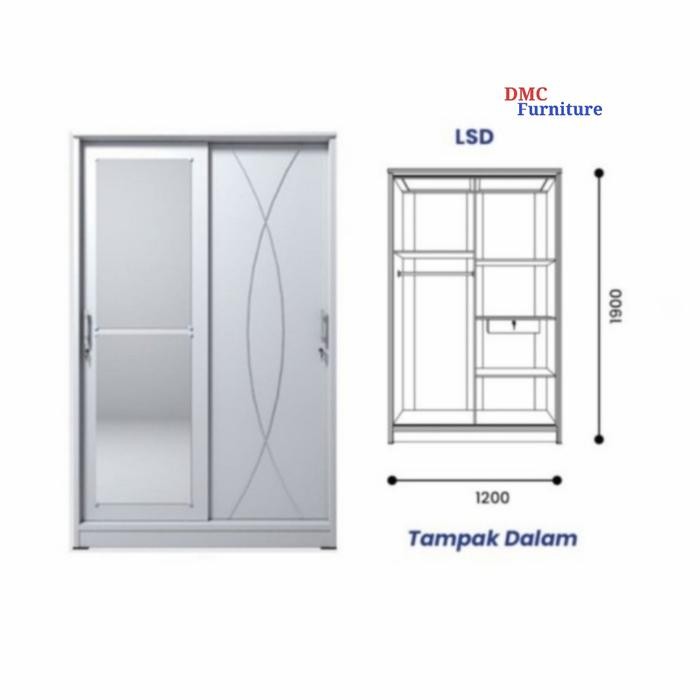 lemari baju sliding lemari pakaian sliding 2 pintu putih sld wynn
