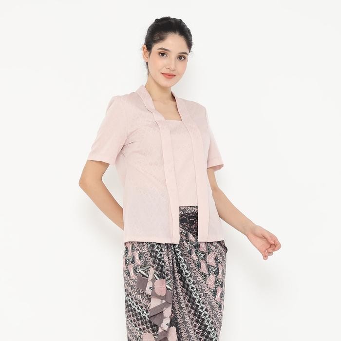Lyne Halim Blouse Kebaya Kutu Baru Lengan Pendek, Nude 8394