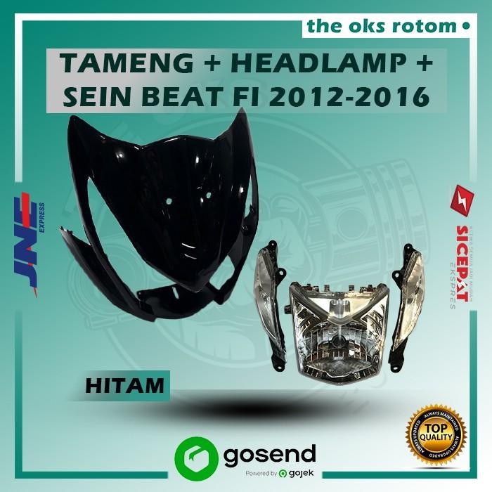 Body Tameng Cover Depan + Reflector Full Set Honda Beat Fi Hitam