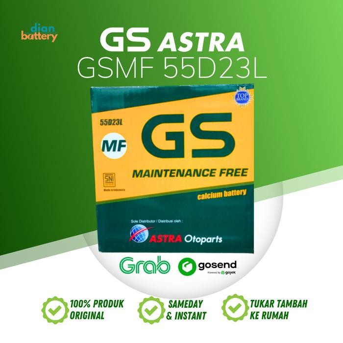 Aki Mobil Fortuner / Innova Bensin Gs Astra Mf 55D23L Accu Kering 60Ah