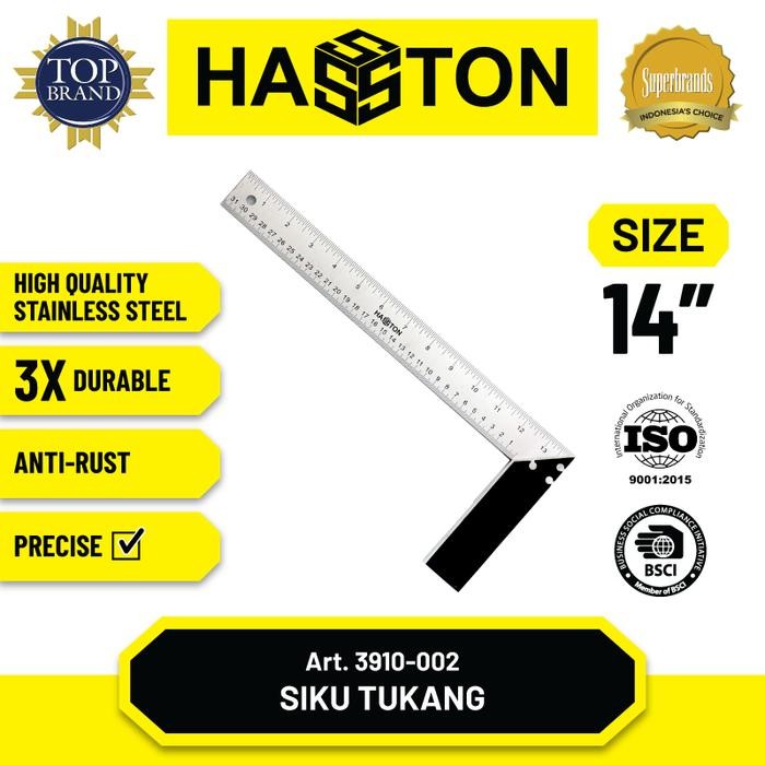 Hasston Siku Tukang Stainless Steel / Penggaris Siku (3910)