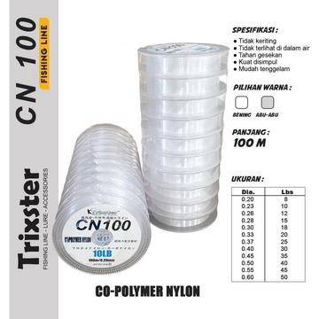 Senar Pancing Trixster Cn 100 Anti Keriting Warna Clear/Grey Kuat Awet