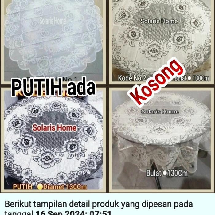 Taplak Meja Bulat bundar Kain Renda Bunga Rose diameter 130Cm