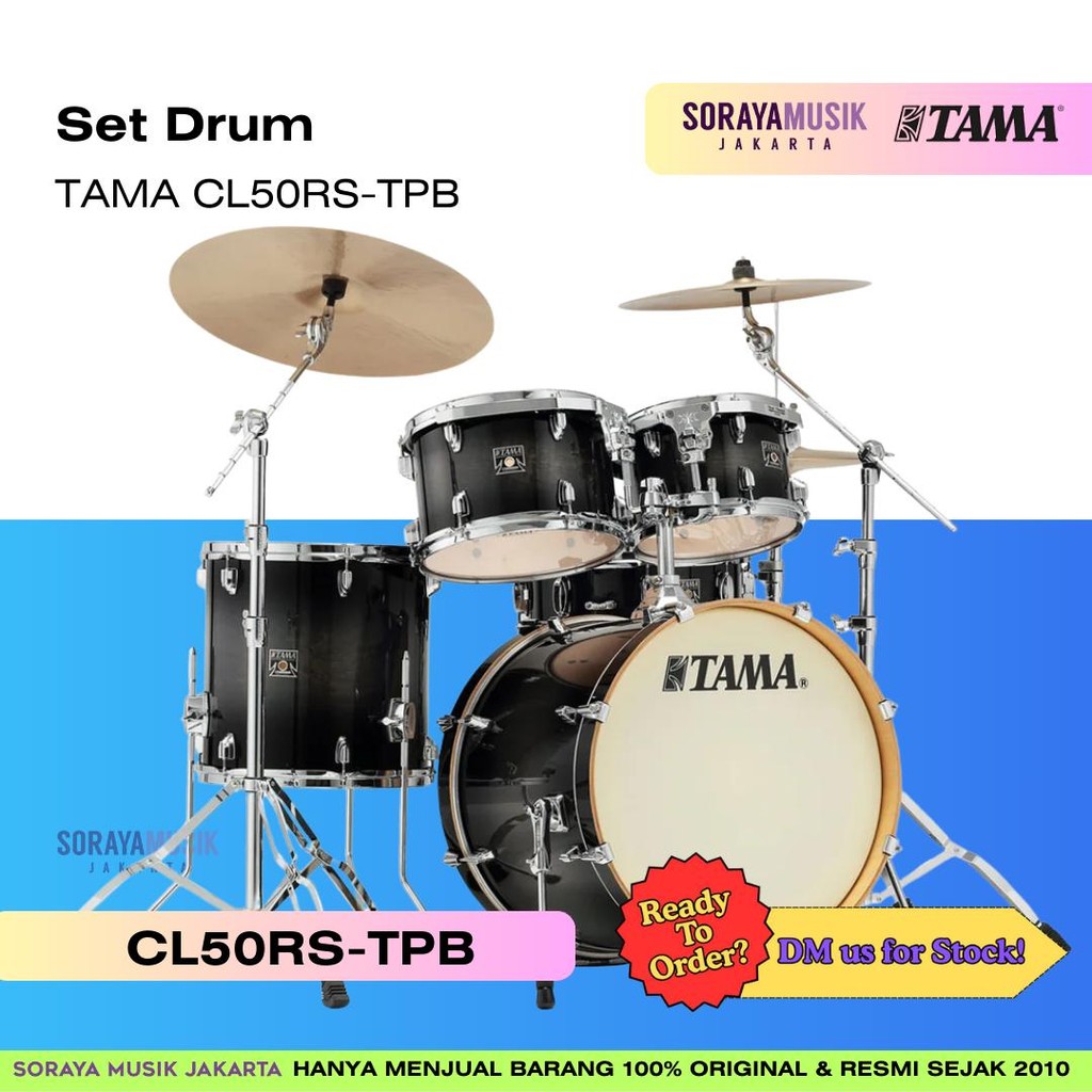 TAMA CL50RS-TPB Superstar Classic Maple 5-Piece Drum Shell Kit, Transparent Black Burst