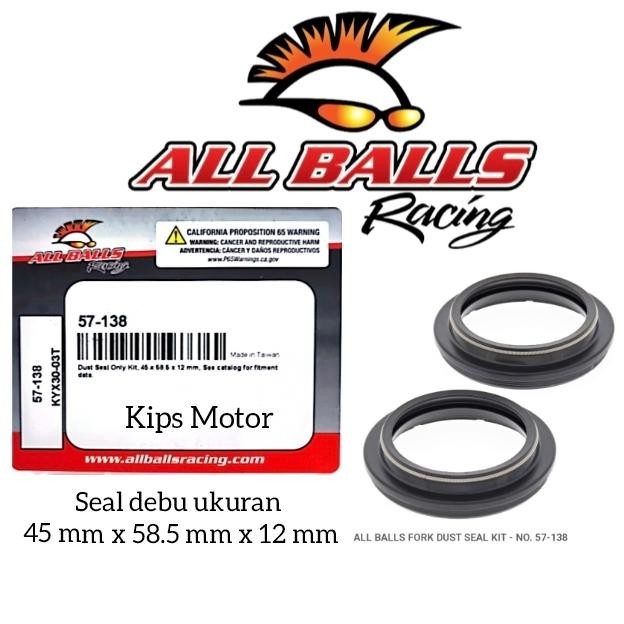 Seal debu shock BMW F 800 GS R 1200 ukuran 45 mm x 58.5 mm x 12 mm All Balls 57-138